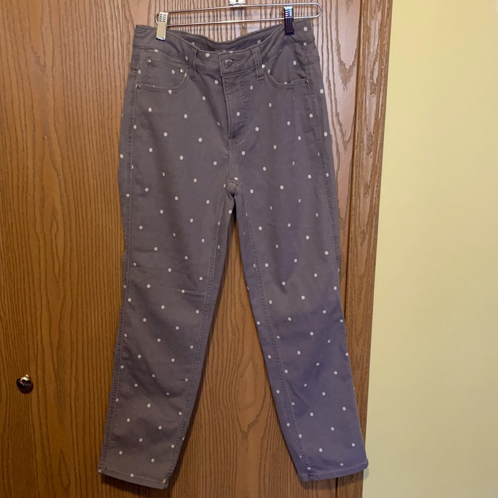 New Classic gray and white poke dots pants